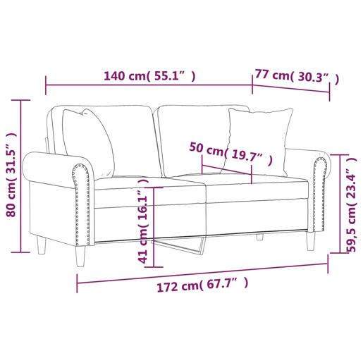 vidaXL Sofá 2 lugares + almofadas 140 cm couro artificial cappuccino vidaXL Sofá 2 lugares + almofadas 140 cm couro artificial cappuccino