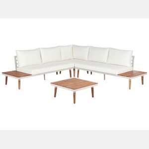 Conjunto de sofás de jardim de canto 5 lugares CORATO Madeira de acácia Branco creme