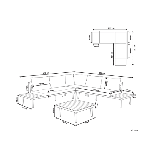 Conjunto de sofás de jardim de canto 5 lugares CORATO Madeira de acácia Branco creme
