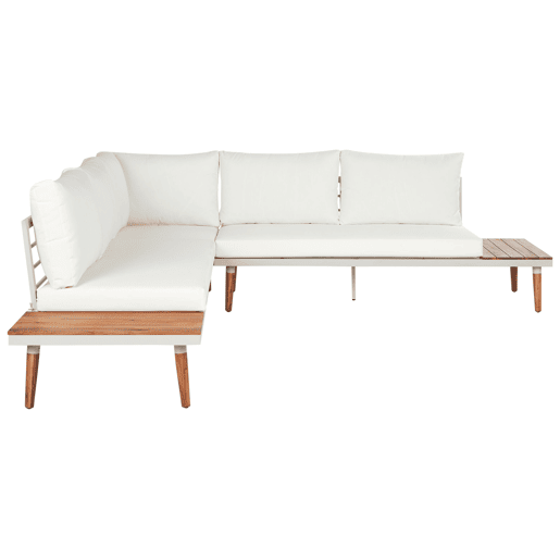 Conjunto de sofás de jardim de canto 5 lugares CORATO Madeira de acácia Branco creme