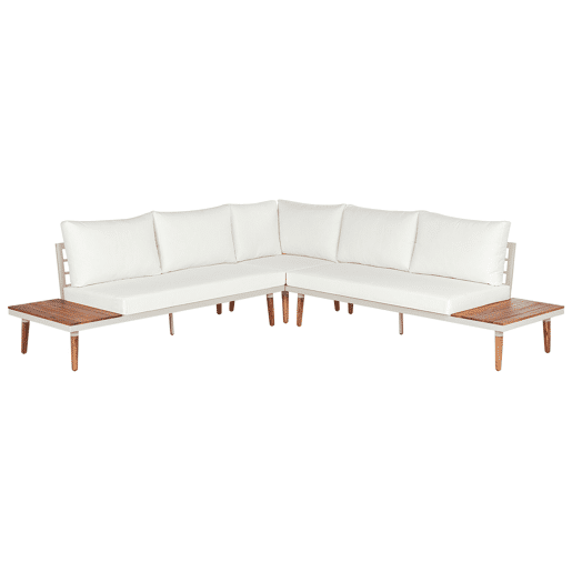 Conjunto de sofás de jardim de canto 5 lugares CORATO Madeira de acácia Branco creme