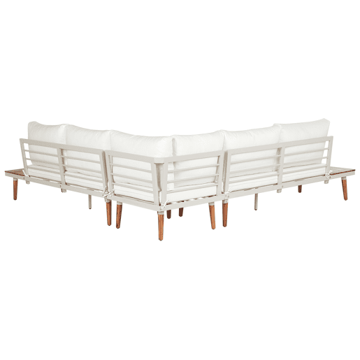 Conjunto de sofás de jardim de canto 5 lugares CORATO Madeira de acácia Branco creme