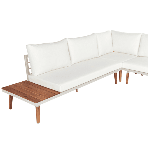 Conjunto de sofás de jardim de canto 5 lugares CORATO Madeira de acácia Branco creme