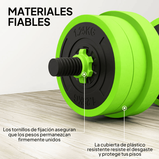 SPORTNOW Conjunto de Halteres 20kg 4 em 1 Conjunto de Pesos com Kettlebell Barra de Pesos para Treino de Força em Casa Ginásio Escritório Verde
