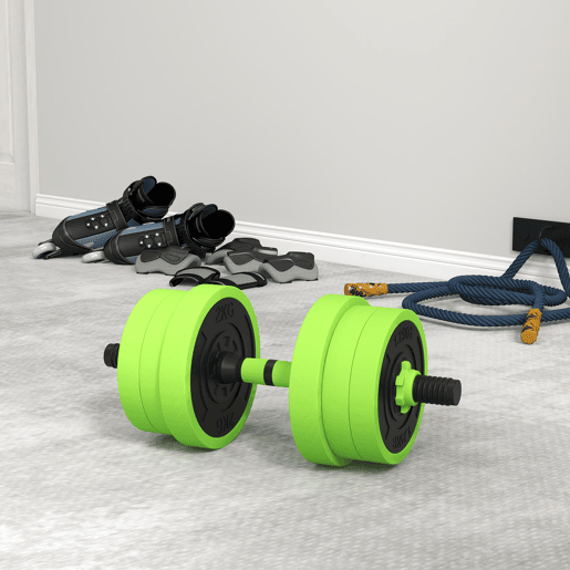 SPORTNOW Conjunto de Halteres 20kg 4 em 1 Conjunto de Pesos com Kettlebell Barra de Pesos para Treino de Força em Casa Ginásio Escritório Verde