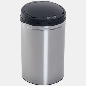 HOMCOM Balde de Lixo Inteligente de Aço Inoxidável 30L com Sensor Infravermelho de Abertura Automática para Cozinha Dormitório Casa de Banho Ø30,5x51,5cm Prata e Preto