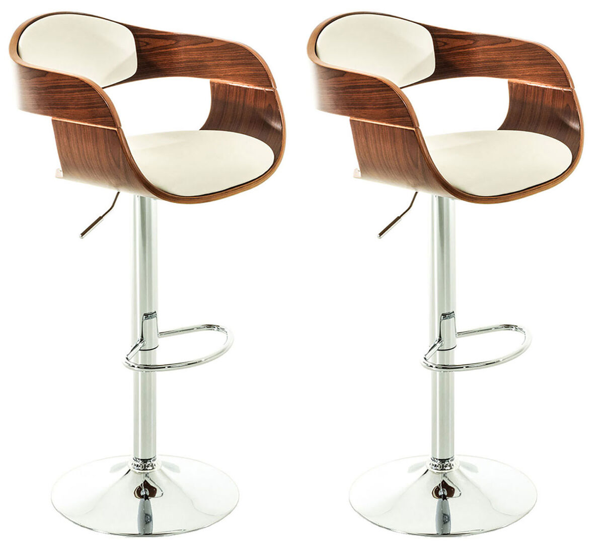 Set de 2 taburetes kingston en simil cuero nogal/blanco 48x50x88 cm