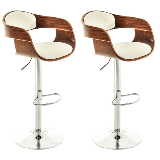 Set De 2 Taburetes Kingston En Simil Cuero Nogalblanco 48X50X88 cm