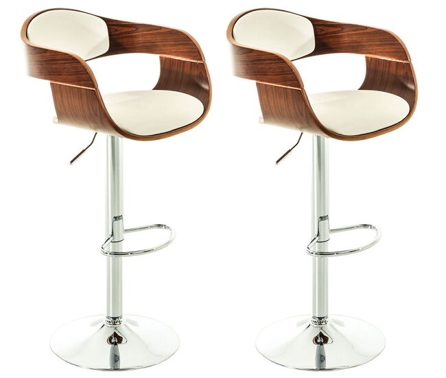 Set de 2 taburetes kingston en simil cuero nogal/blanco 48x50x88 cm