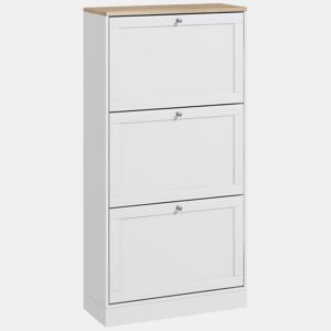 HOMCOM Sapateira Estreita com 3 Portas, Sapateira para Entrada ou Hall para 18 Pares de Sapatos, com Prateleiras Ajustáveis, 60x23,5x115 cm, Branco
