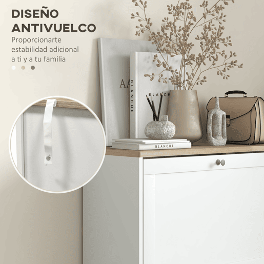HOMCOM Sapateira Estreita com 3 Portas, Sapateira para Entrada ou Hall para 18 Pares de Sapatos, com Prateleiras Ajustáveis, 60x23,5x115 cm, Branco