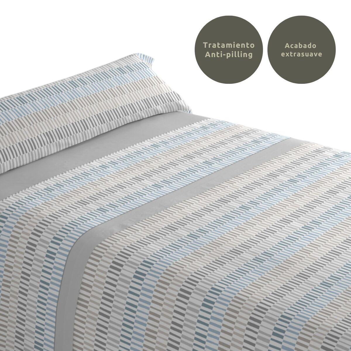 Juego de sábanas tres piezas cama de 150cm paly gris donegal collections