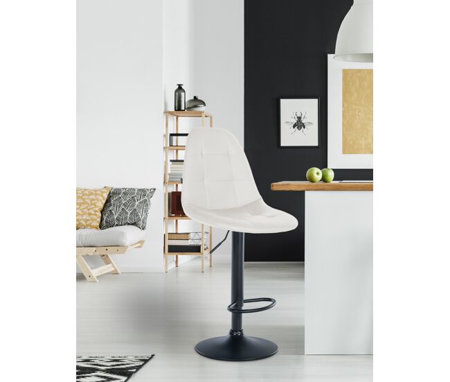 Taburete de bar elmore en polipiel metal blanco 56x47x58 cm