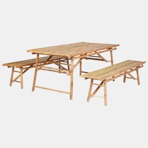 Conjunto de refeições de jardim 4 lugares TINDARI Madeira de bambu Castanho claro