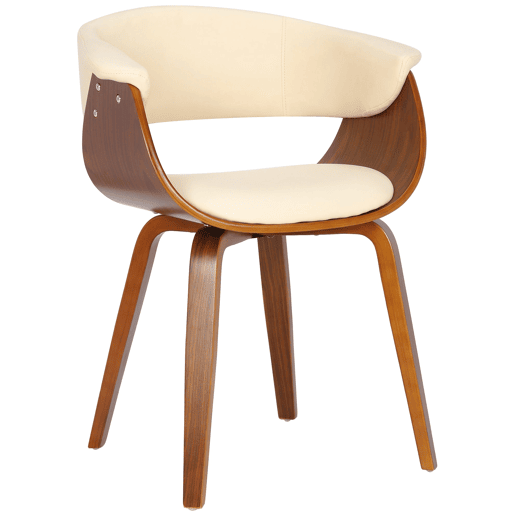 Silla Bruce de madera & polipiel Simil cuero Crema 55X60X75 cm