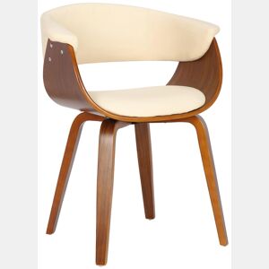 Silla Bruce de madera & polipiel Simil cuero Crema 55X60X75 cm