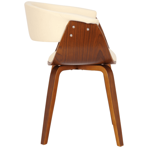 Silla Bruce de madera & polipiel Simil cuero Crema 55X60X75 cm