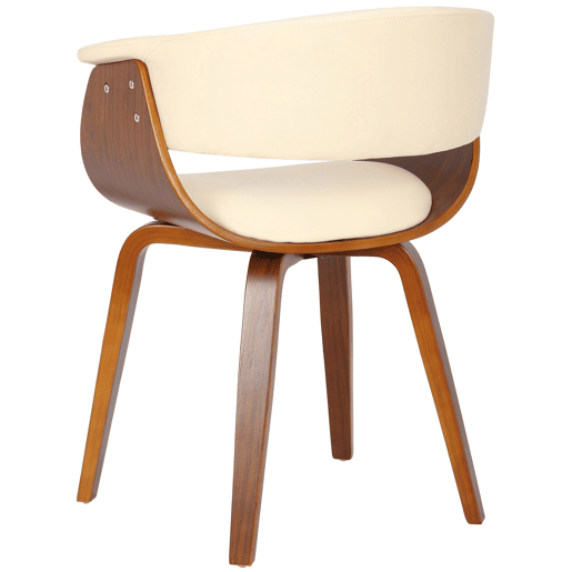 Silla Bruce de madera & polipiel Simil cuero Crema 55X60X75 cm