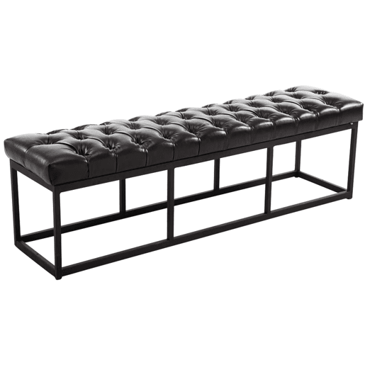 Taburete Pie de Cama Amun Con Base en Negro Simil cuero Marrón 38X150X46 cm Taburete Pie de Cama Amun Con Base en Negro Simil cuero Marrón 38X150X46 cm