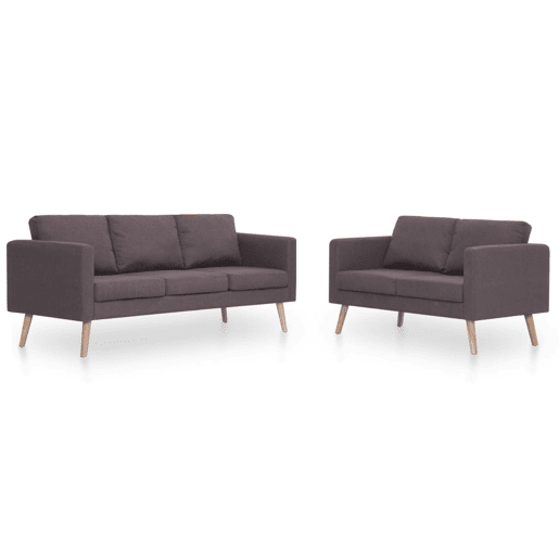 vidaXL 2 pcs conjunto de sofás tecido cinzento-acastanhado vidaXL 2 pcs conjunto de sofás tecido cinzento-acastanhado