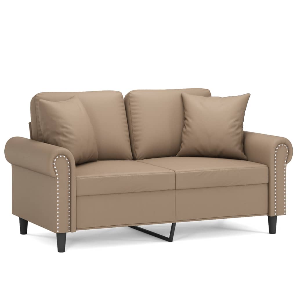 Vidaxl sofá de 2 plazas con cojines cuero sintético capuchino 120 cm