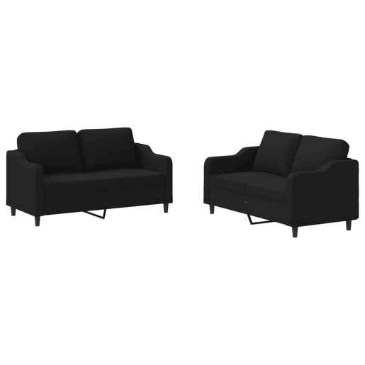 vidaXL 2 pcs conjunto de sofás com almofadões tecido preto vidaXL 2 pcs conjunto de sofás com almofadões tecido preto