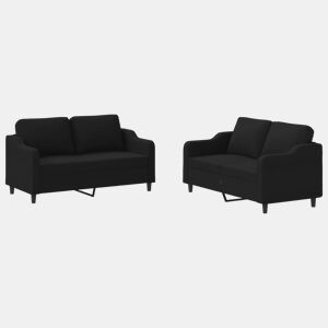 vidaXL 2 pcs conjunto de sofás com almofadões tecido preto