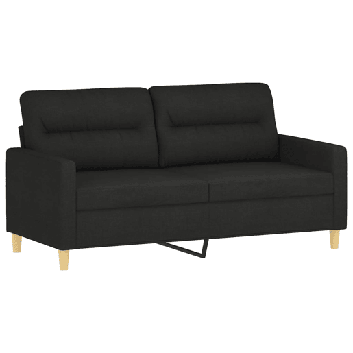 vidaXL 3 pcs conjunto de sofás com almofadas tecido preto