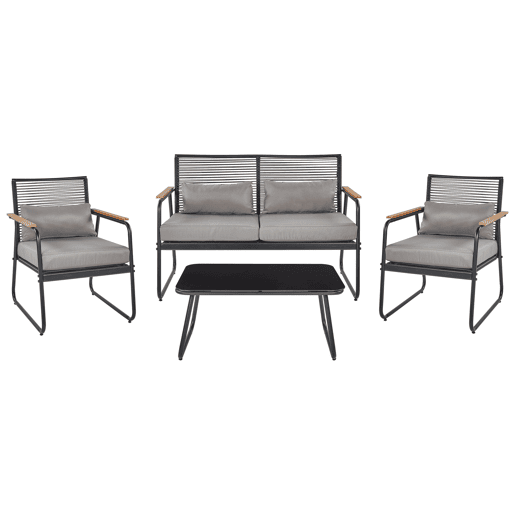 Conjunto de jardim com mesa 4 lugares POMONTE Metal Preto