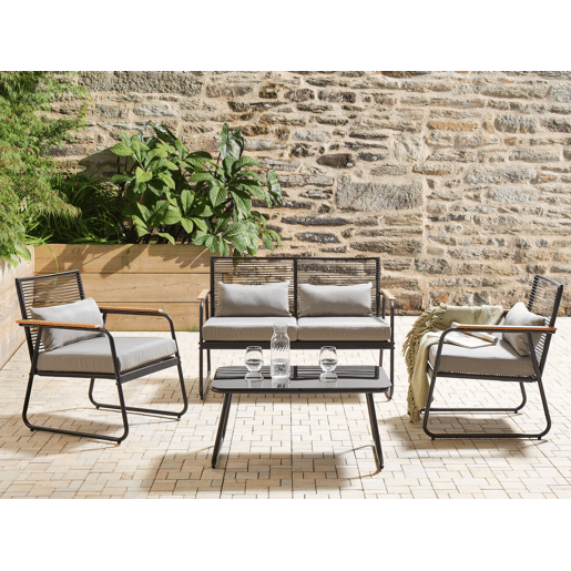 Conjunto de jardim com mesa 4 lugares POMONTE Metal Preto