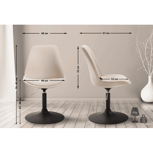 Silla De Comedor Maverick En Tela Crema 57X48X76 cm