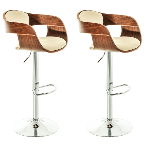 Set De 2 Taburetes Kingston En Simil Cuero Nogalcrema 48X50X88 cm