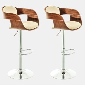Set De 2 Taburetes Kingston En Simil Cuero Nogalcrema 48X50X88 cm
