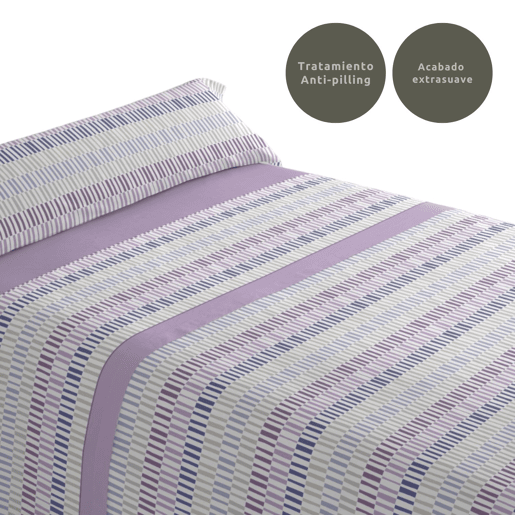 Conjunto de lençóis de três peças cama 90cm Paly Lilás Donegal Collections