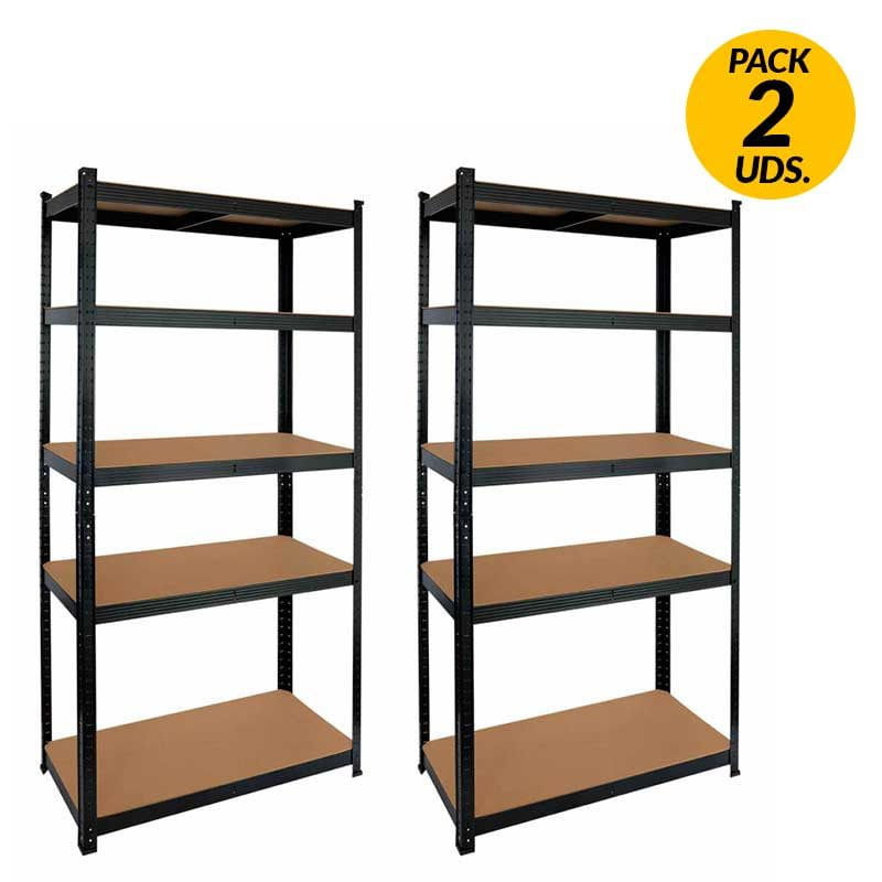 Pack 2 Estanterías Modulares con 5 Baldas Ajustables 7house