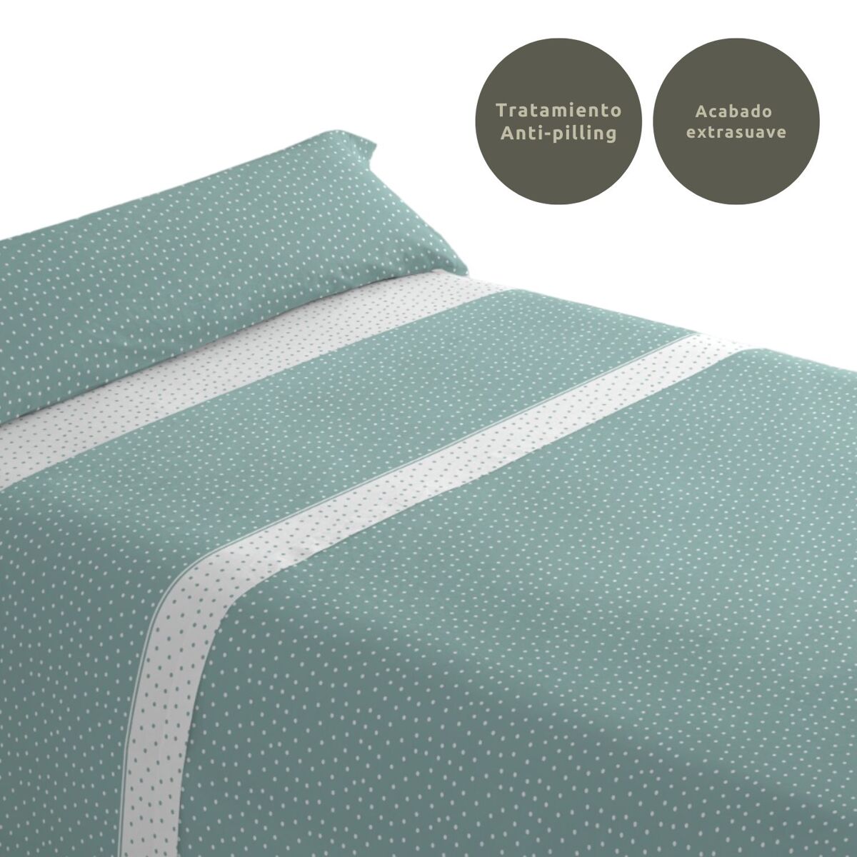 Juego de sábanas tres piezas cama de 90cm puntos aqua donegal collections