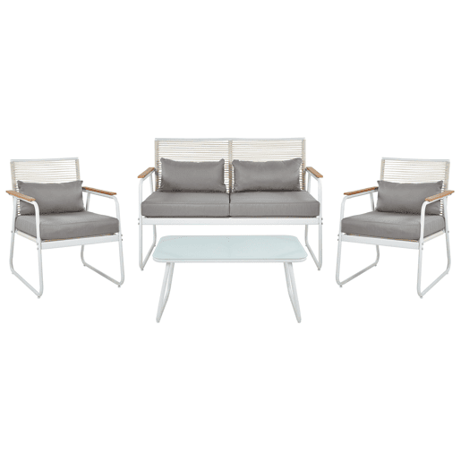 Conjunto de jardim com mesa 4 lugares POMONTE Metal Branco