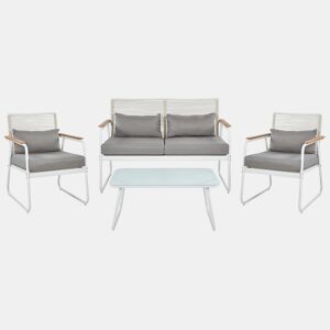 Conjunto de jardim com mesa 4 lugares POMONTE Metal Branco
