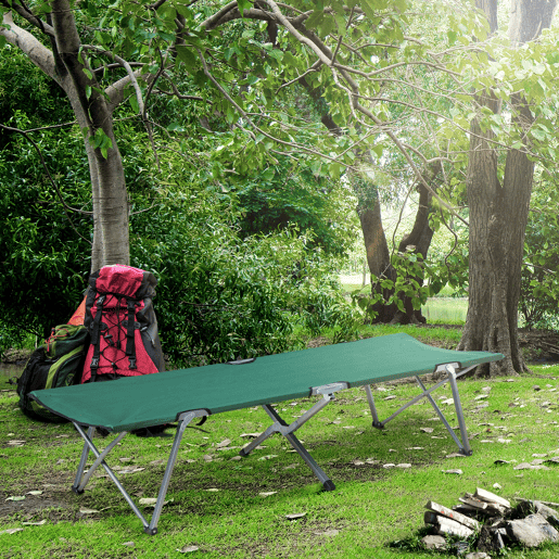 Outsunny Cama de Campismo Dobrável em Tela Oxford 600D com Estrutura Metálica Suporta até 136 kg para Praia e Caminhadas 193x64x40 cm Verde