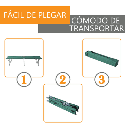 Outsunny Cama de Campismo Dobrável em Tela Oxford 600D com Estrutura Metálica Suporta até 136 kg para Praia e Caminhadas 193x64x40 cm Verde