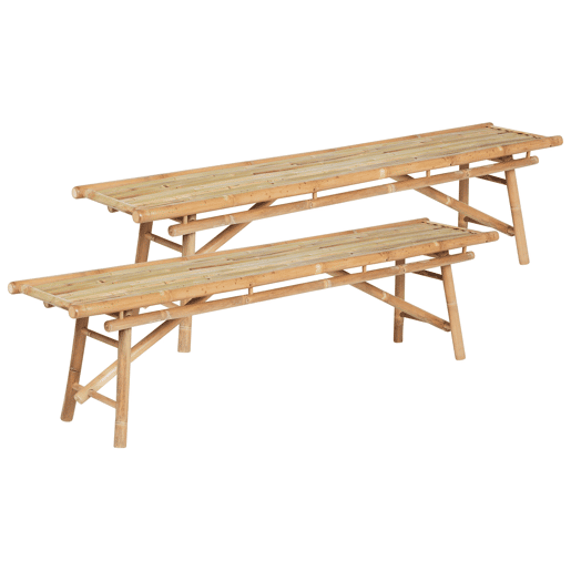 Conjunto de 2 bancos de jardim TINDARI 180 cm Madeira de bambu Castanho claro