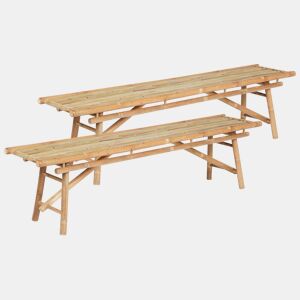 Conjunto de 2 bancos de jardim TINDARI 180 cm Madeira de bambu Castanho claro