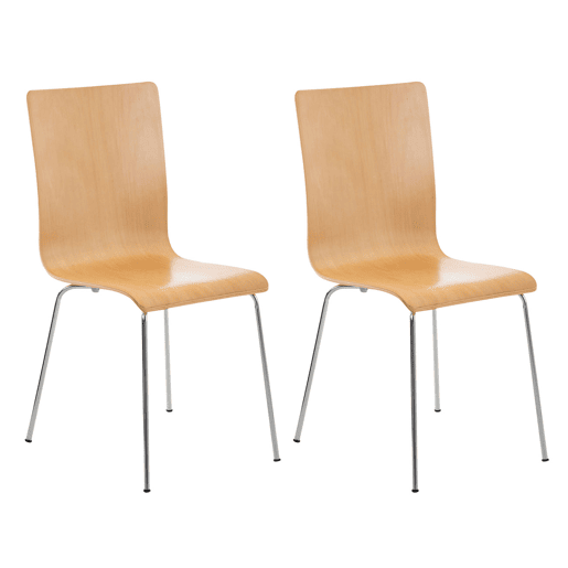 Juego de 2 Sillas de Espera Pepe Madera Natural 47X43X87 cm