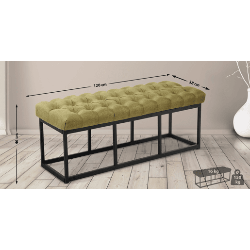 Taburete Pie de Cama Amun Tela & Negro Verde 38X120X46 cm