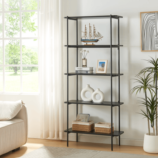 Estantes de Prateleiras Samnanger de 5 níveis aglomerado 180x80x34cm - Preto en.casa