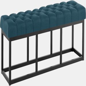 Banco Amun tapizado en tela con estructura negra Azul 38X150X46 cm