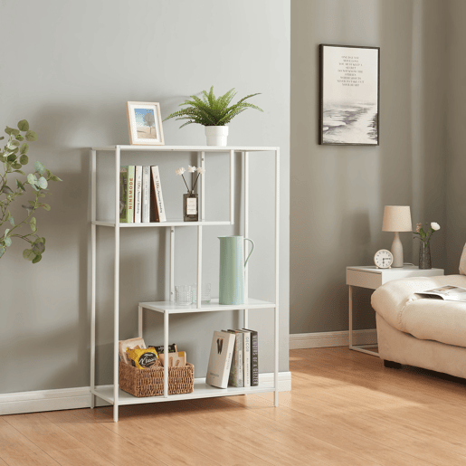 Estantes de Prateleiras Reisjärvi de 4 níveis em aço 115x75x35cm - Branco mate en.casa