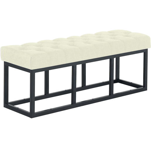 Taburete Pie de Cama Amun Tela & Negro Crema 38X120X46 cm