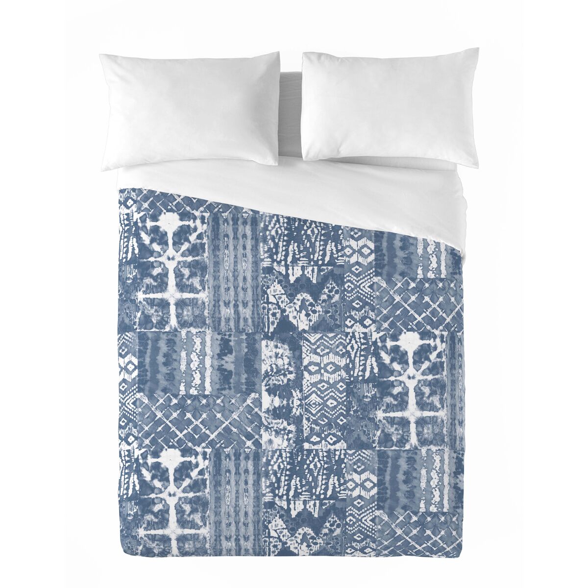 Sandal - funda nórdica estampada cama 135 - algodón extrasuave - incluye  1 funda de almohada - mive blue