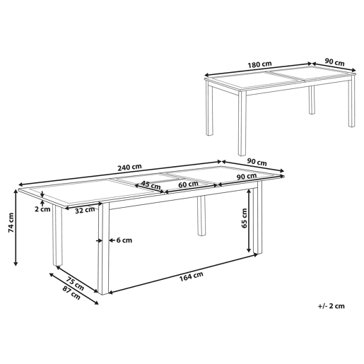 Mesa de refeição de jardim extensível SKALOMA 180240 cm 90 cm Metal Branco